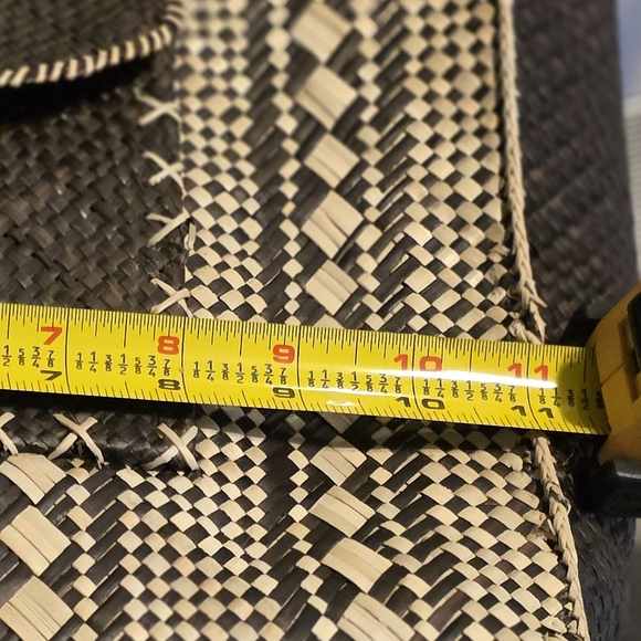 Morgan & Clyde Handmade In Java Woven Tote Bag With Flower Detail 13h"x11w"x6" - Picture 10 of 10